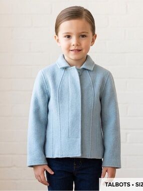 Talbots Girls' Pale Blue 100% Wool Pea Coat